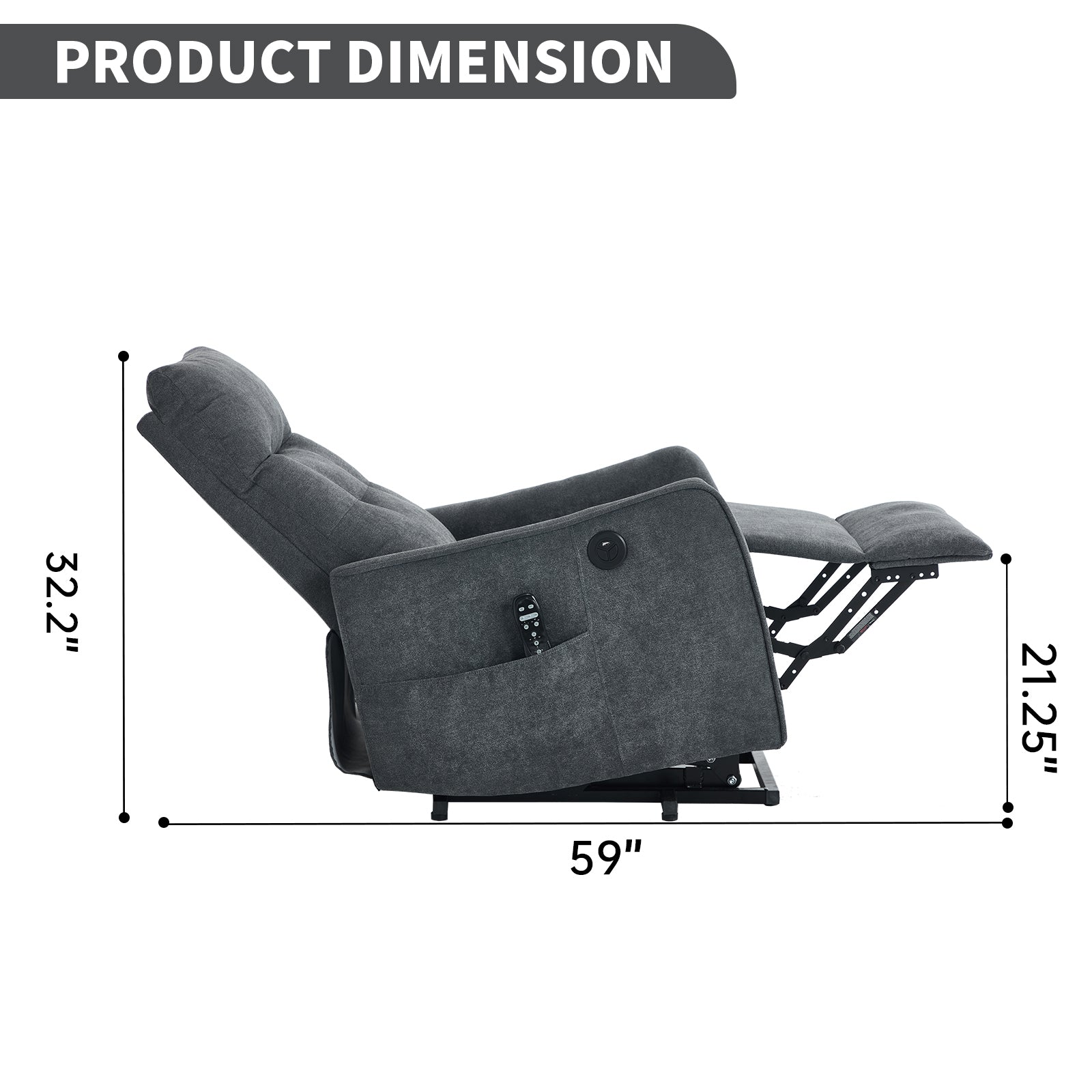 Chenille Single-Motor Power Lift Recliner with Massage & Heat detail image 50
