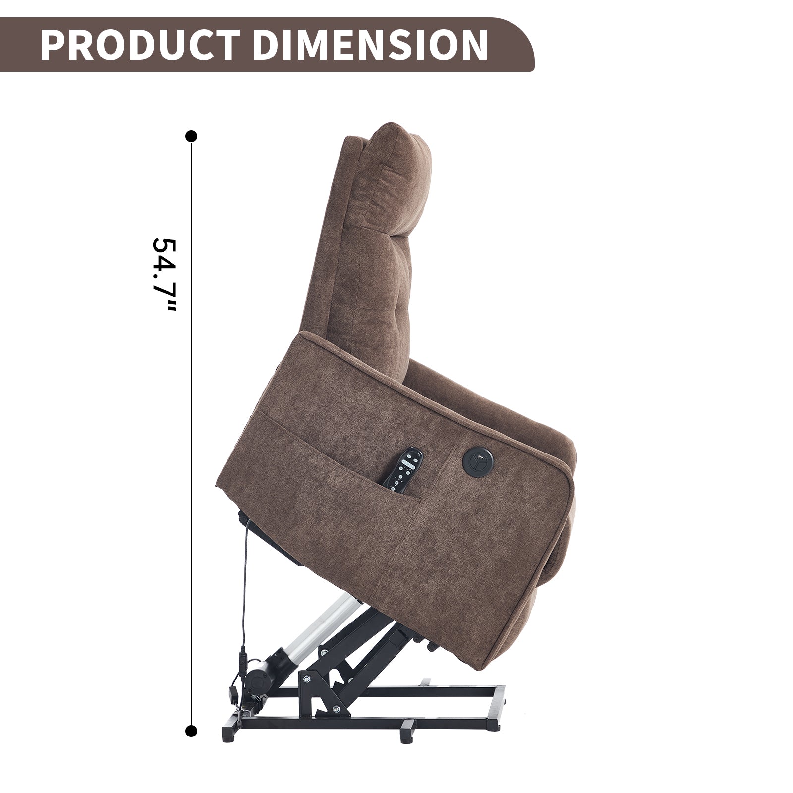 Chenille Single-Motor Power Lift Recliner with Massage & Heat detail image 32