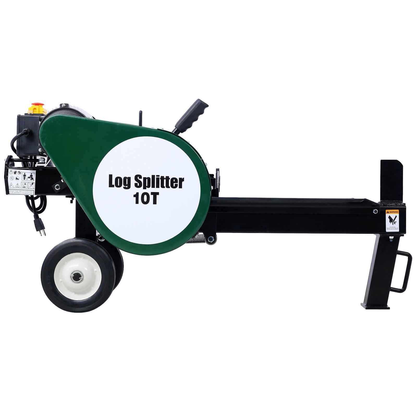10-Ton Portable Electric Horizontal Log Splitter for workshop, garage, storage, or utility use