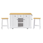53 in. Farmhouse Kitchen Island with Power Outlet & Stools product view 35