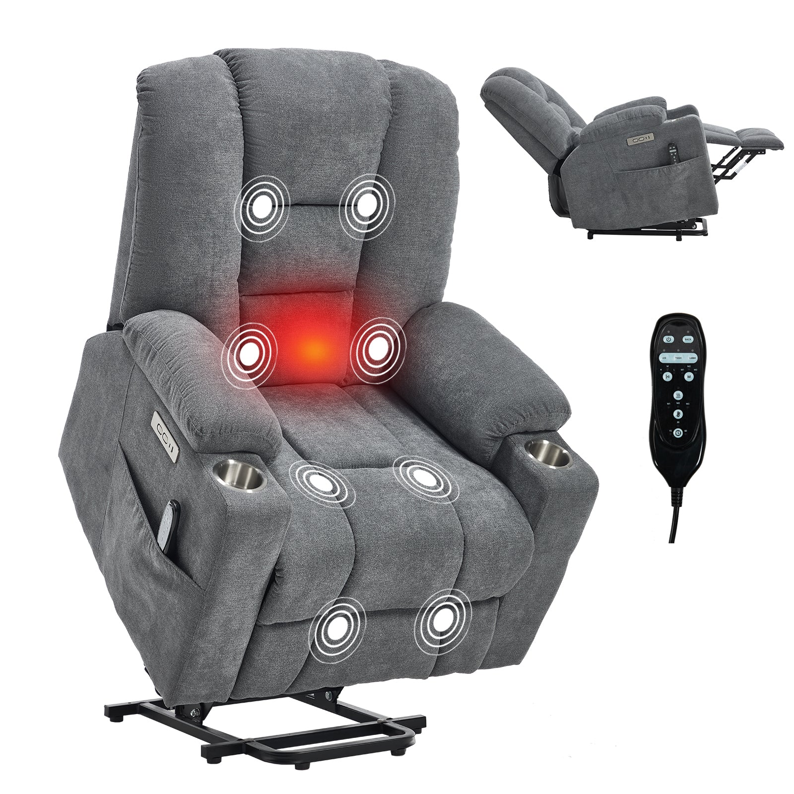 Large Dual-Motor Power Lift Heat & Massage Recliner detail image 11