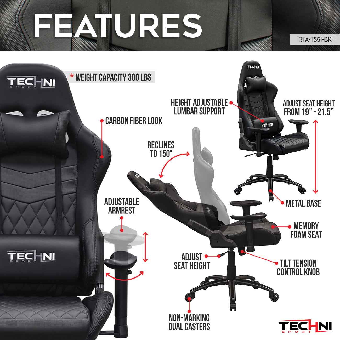 Techni Sport TS-5100 Ergonomic Office Chair product image 3