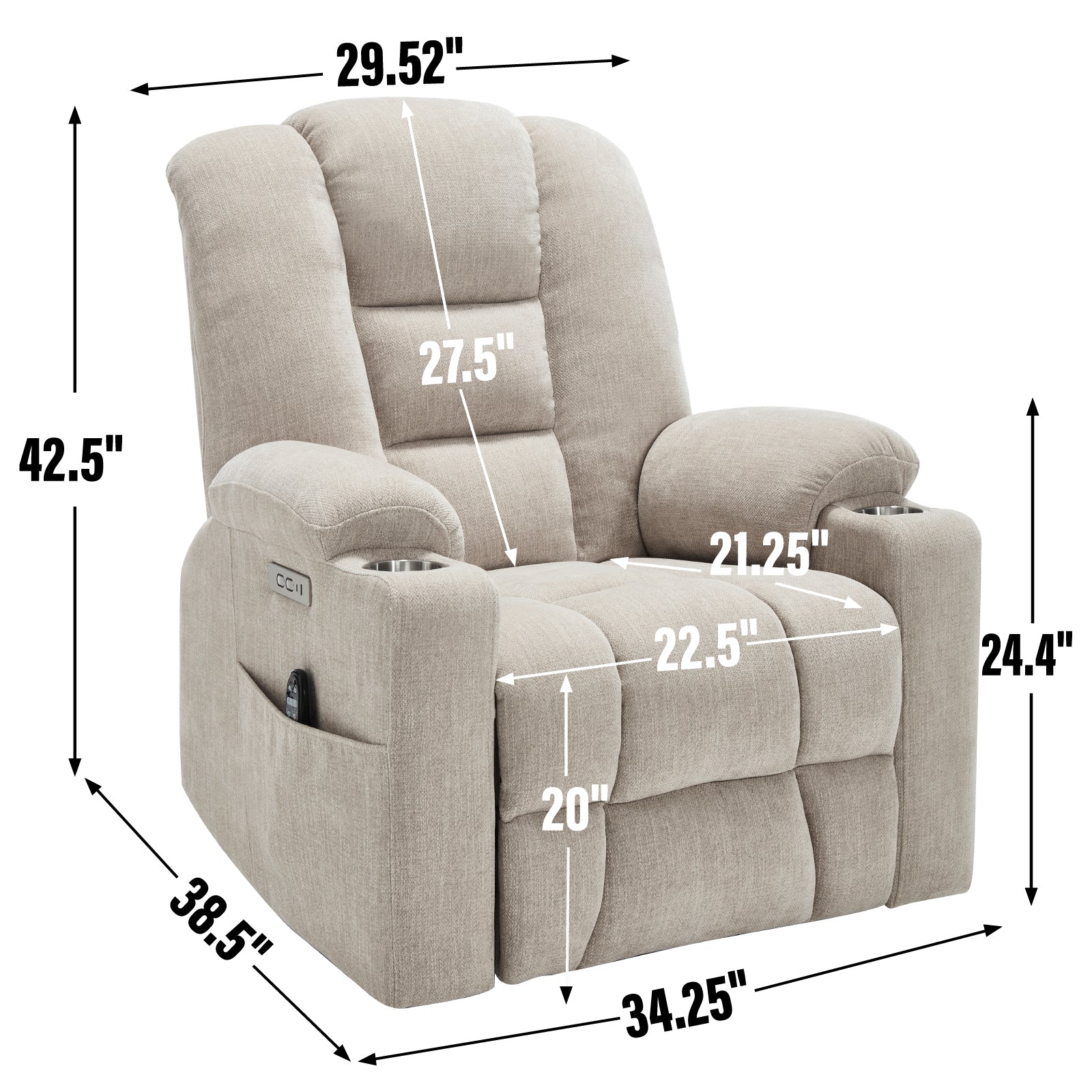 Large Dual-Motor Power Lift Heat & Massage Recliner detail image 93