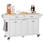 Rubberwood Drop-Leaf Kitchen Cart with 3 Drawers product view 11