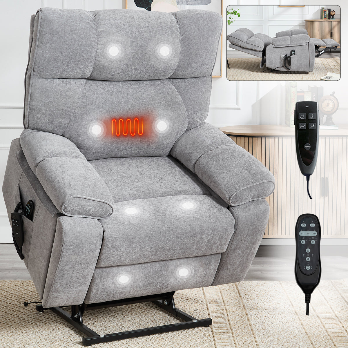 Dual-Motor Power Lift Recliner with Heat & Massage, 350 lb Capacity detail image 139