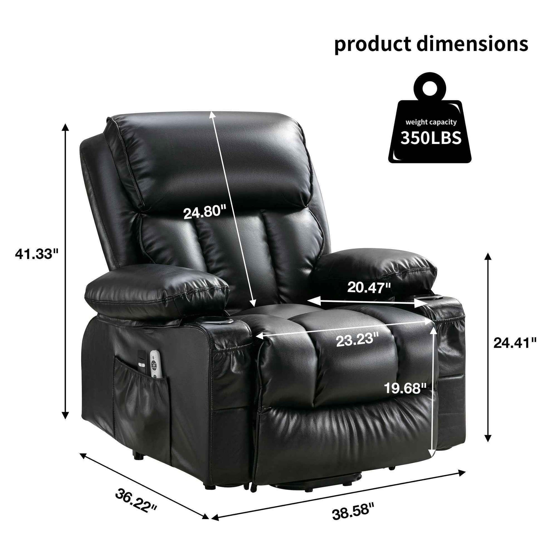 Power Lift Massage Recliner with Heat and Vibration detail image 4