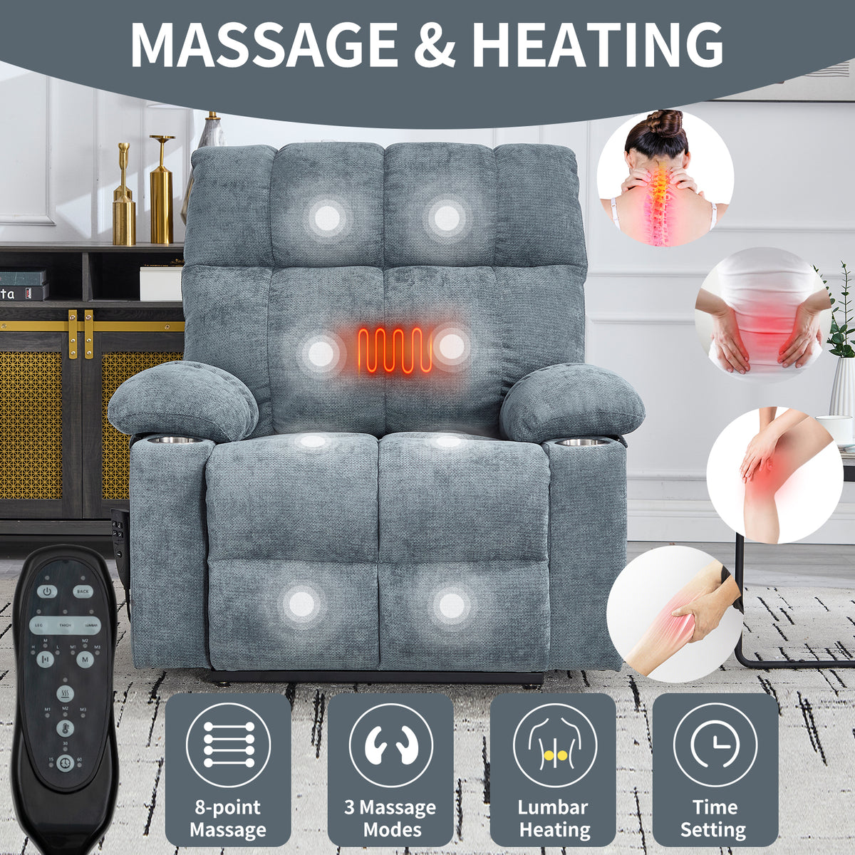 Chenille Dual-Motor Power Lift Recliner, 350 lb Capacity detail image 62