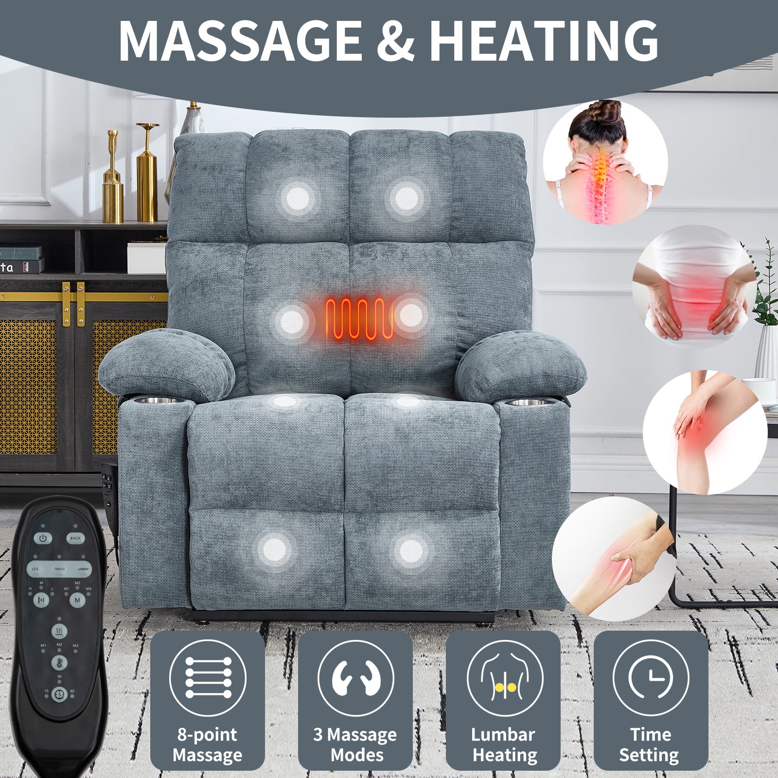 Chenille Dual-Motor Power Lift Recliner, 350 lb Capacity detail image 62
