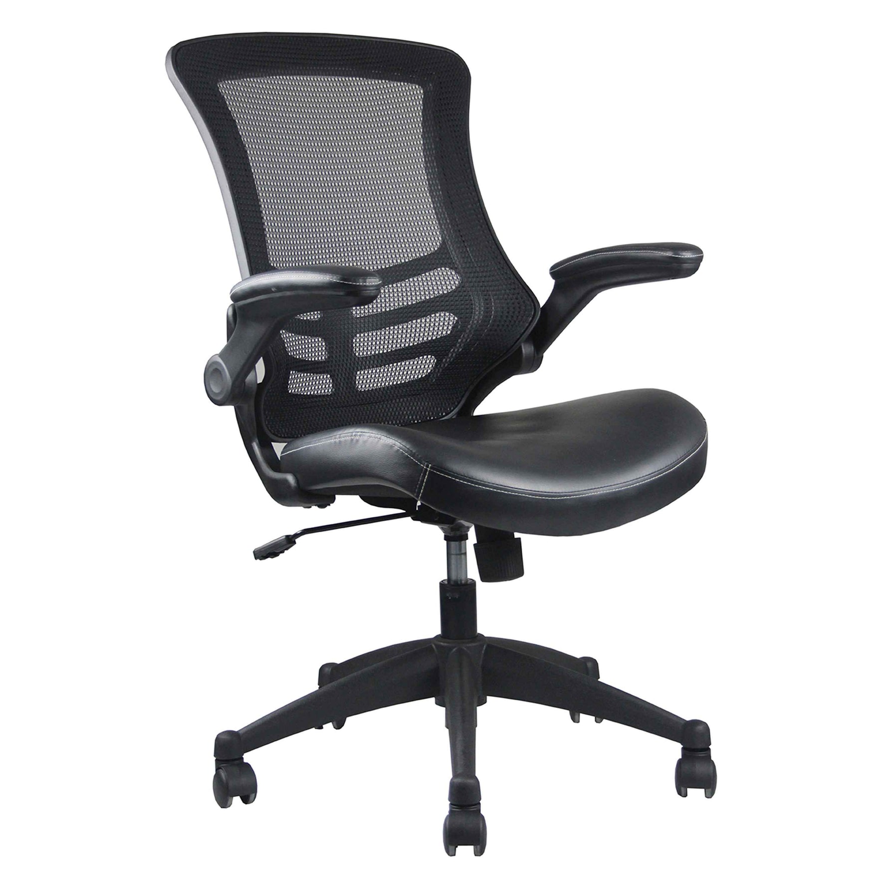 Techni Mobili Stylish Mid-Back Mesh Office Chair with Adjustable Arms, Black for home office seating