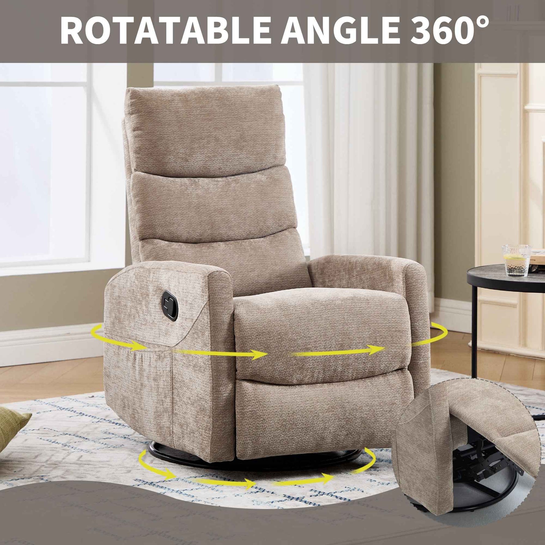 Heat Massage Manual Recliner Chair with Rocker and Swivel in Fabric for Living Room detail image 14