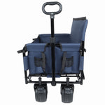 3-in-1 Folding Wagon Cart with Bench Seat & Storage for workshop, garage, storage, or utility use