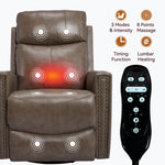 Genuine Leather Heat Massage Manual Recliner Chair with Rocker and Swivel for Living Room detail image 81