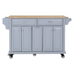 Rubberwood Drop-Leaf Kitchen Cart with 3 Drawers product view 28