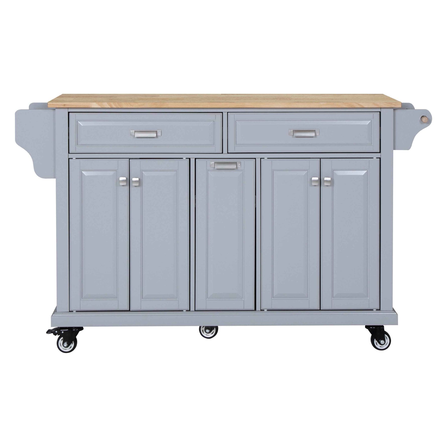 Rubberwood Drop-Leaf Kitchen Cart with 3 Drawers product view 28