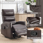 Heat Massage Manual Recliner Chair with Rocker and Swivel in Fabric for Living Room detail image 16