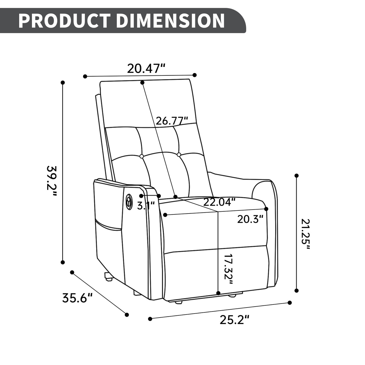 Chenille Single-Motor Power Lift Recliner with Massage & Heat detail image 70