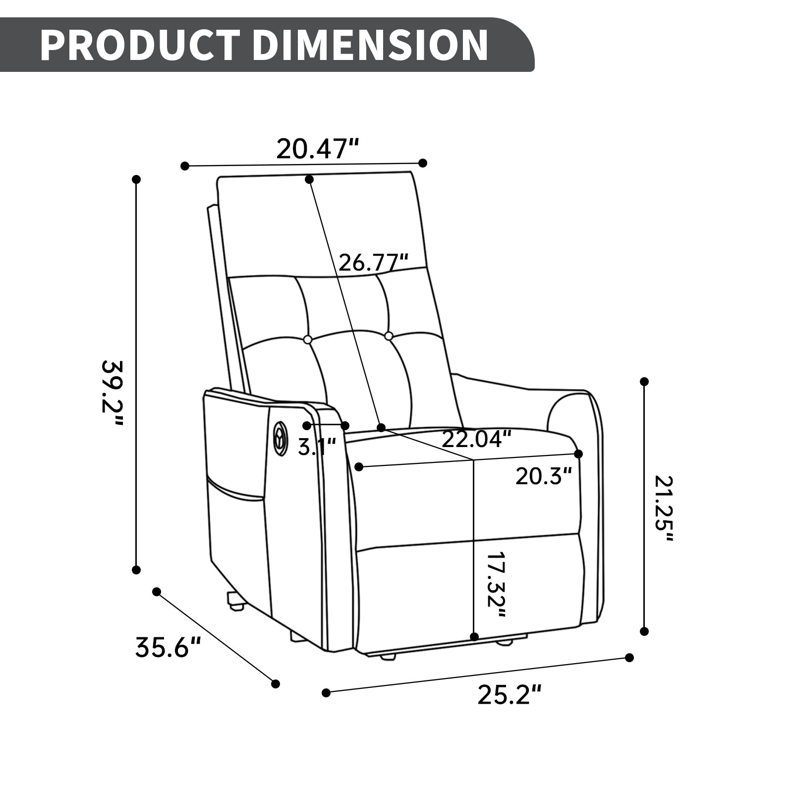 Chenille Single-Motor Power Lift Recliner with Massage & Heat detail image 70