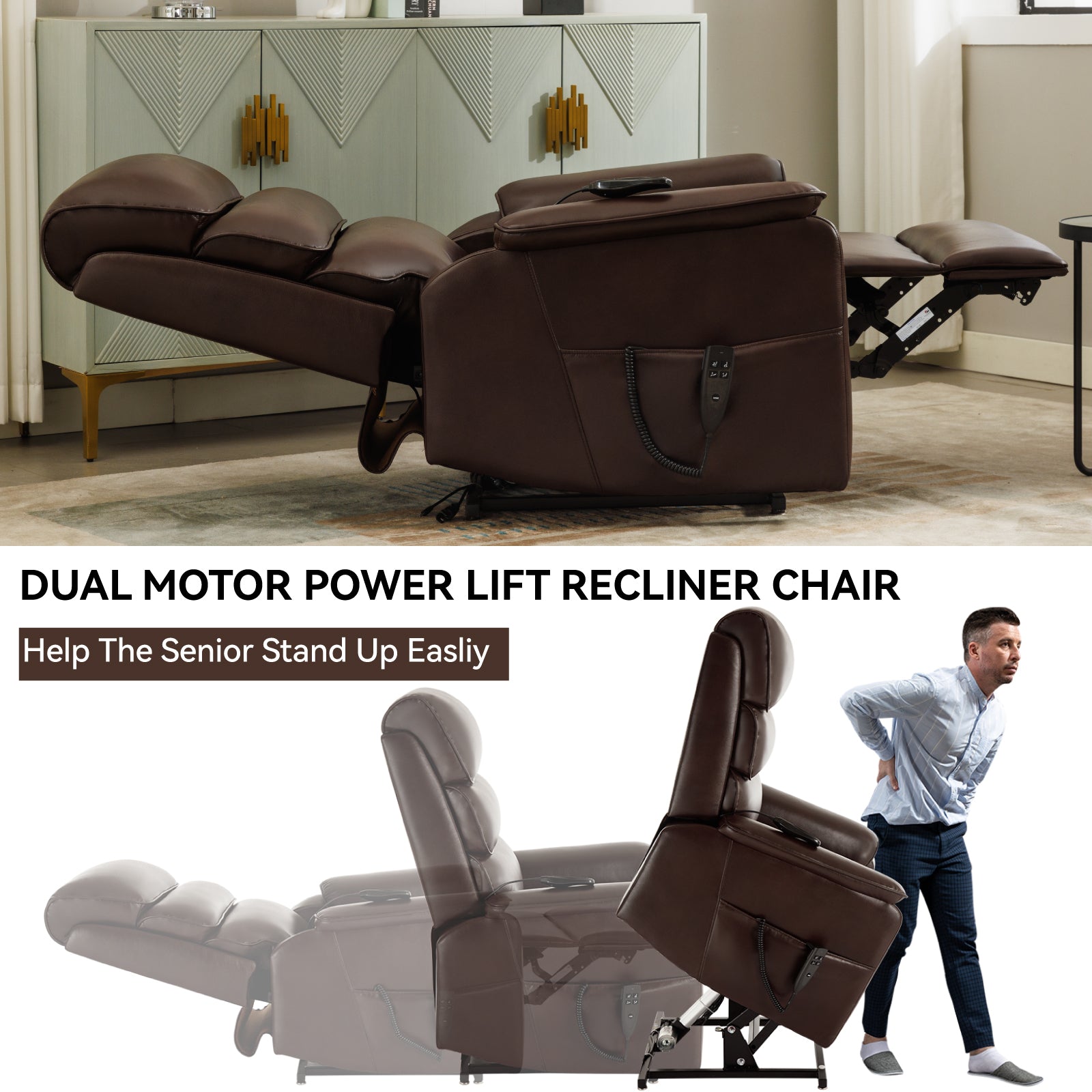 Dual-Motor Power Lift Heat & Massage Recliner detail image 11