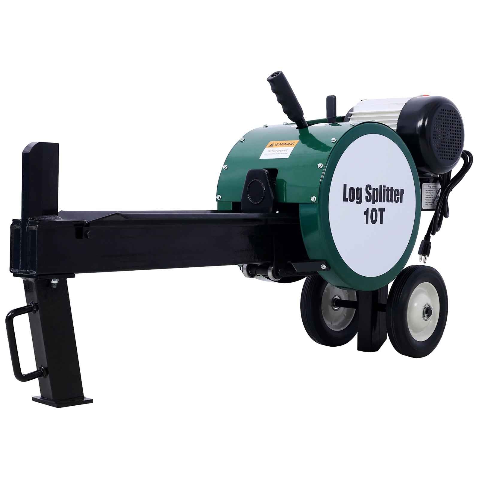 10-Ton Portable Electric Horizontal Log Splitter for workshop, garage, storage, or utility use