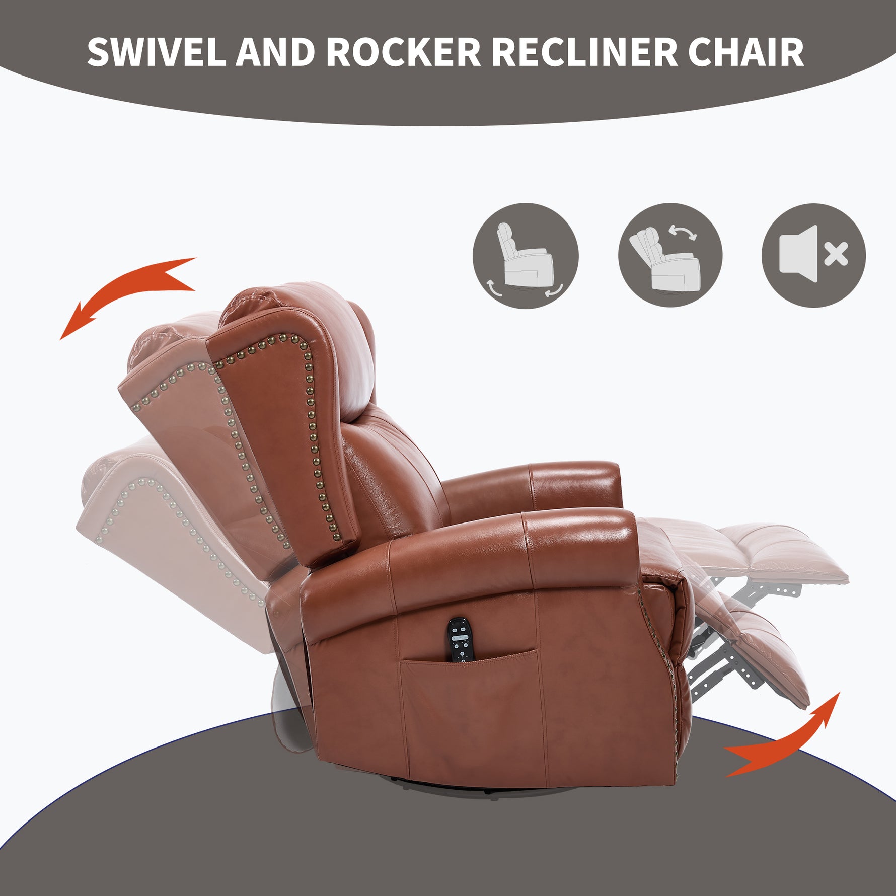 Heat Massage Manual Recliner Chair with Rocker and Swivel for Living Room detail image 130