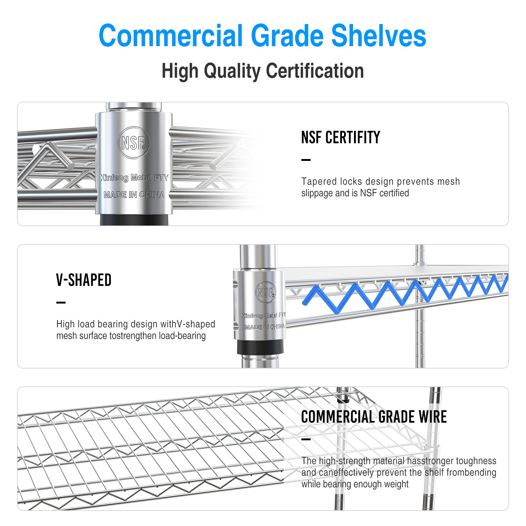 Heavy-Duty NSF Adjustable Wire Shelving Unit with Wheels & Shelf Liners for workshop, garage, storage, or utility use
