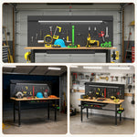 60" Adjustable-Height Workbench with Solid Wood Top for workshop, garage, storage, or utility use