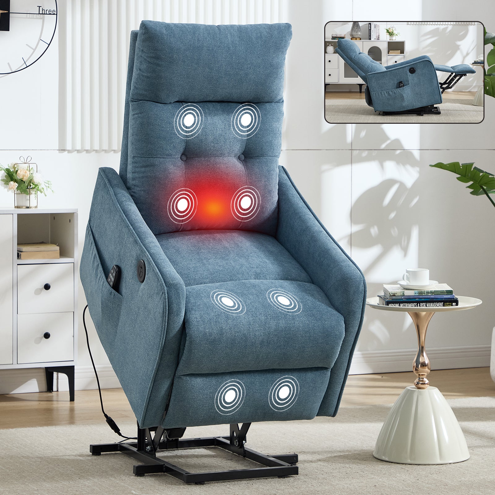 Single Motor Power Lift Recliner Chair with Massage & Heat detail image 12