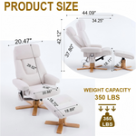 Modern Heated Massage 360° Swivel Recliner Accent Chair with Ottoman, Ergonomic detail image 3