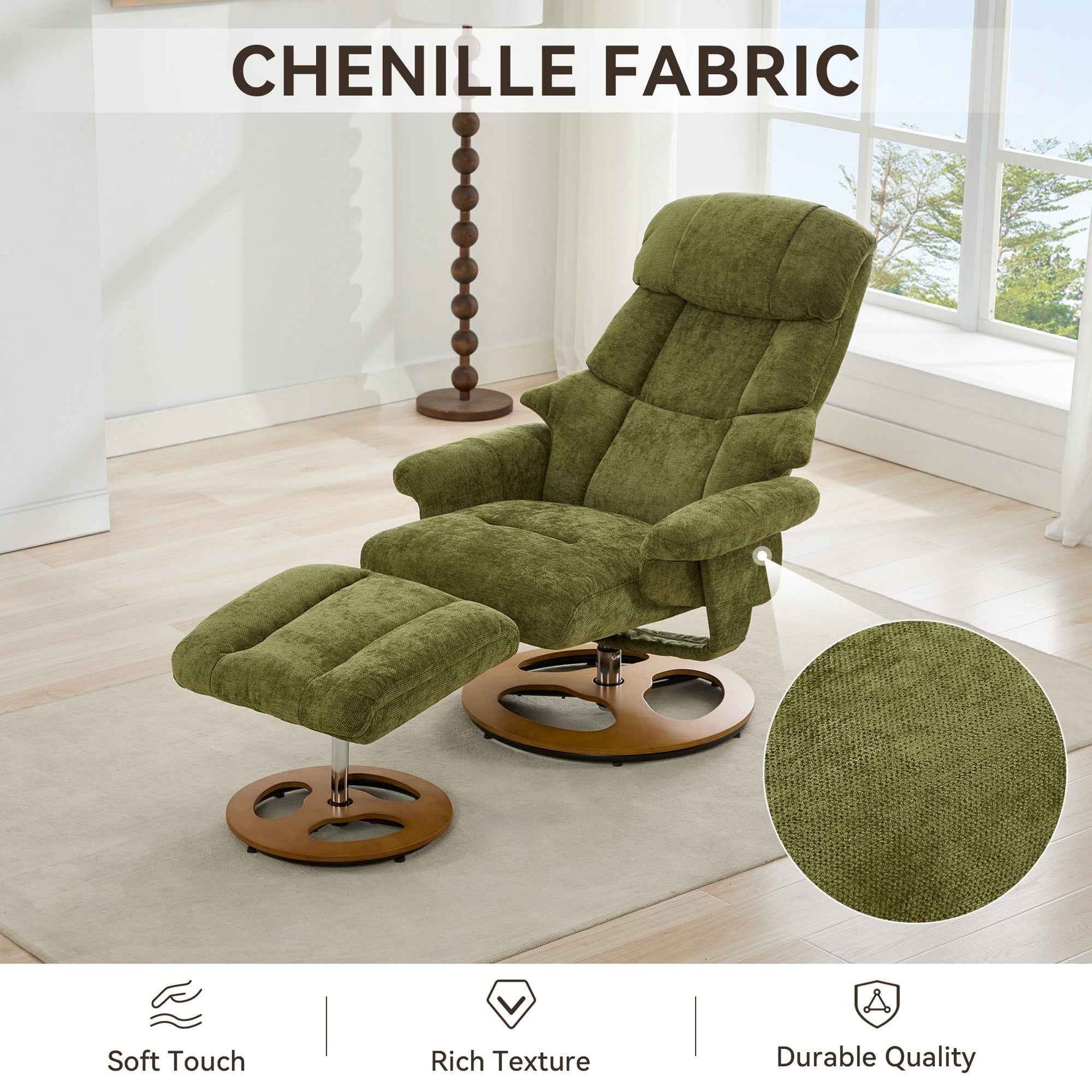 Ergonomic Recliner Chair with Ottoman - 360° Swivel Massage Lounge detail image 22
