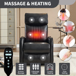 Faux Leather Heat Massage Manual Recliner Chair with Rocker and Swivel for Living Room detail image 8