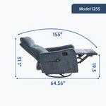 Heat Massage Manual Recliner Chair with Rocker and Swivel in Fabric for Living Room detail image 38