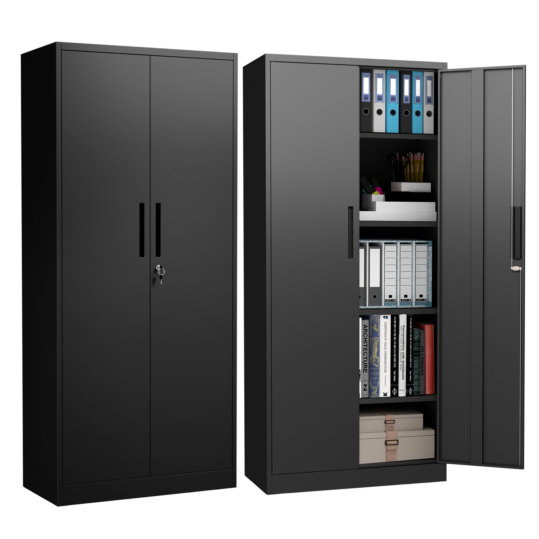 Locking Steel Garage Storage Cabinet with 4 Adjustable Shelves for workshop, garage, storage, or utility use