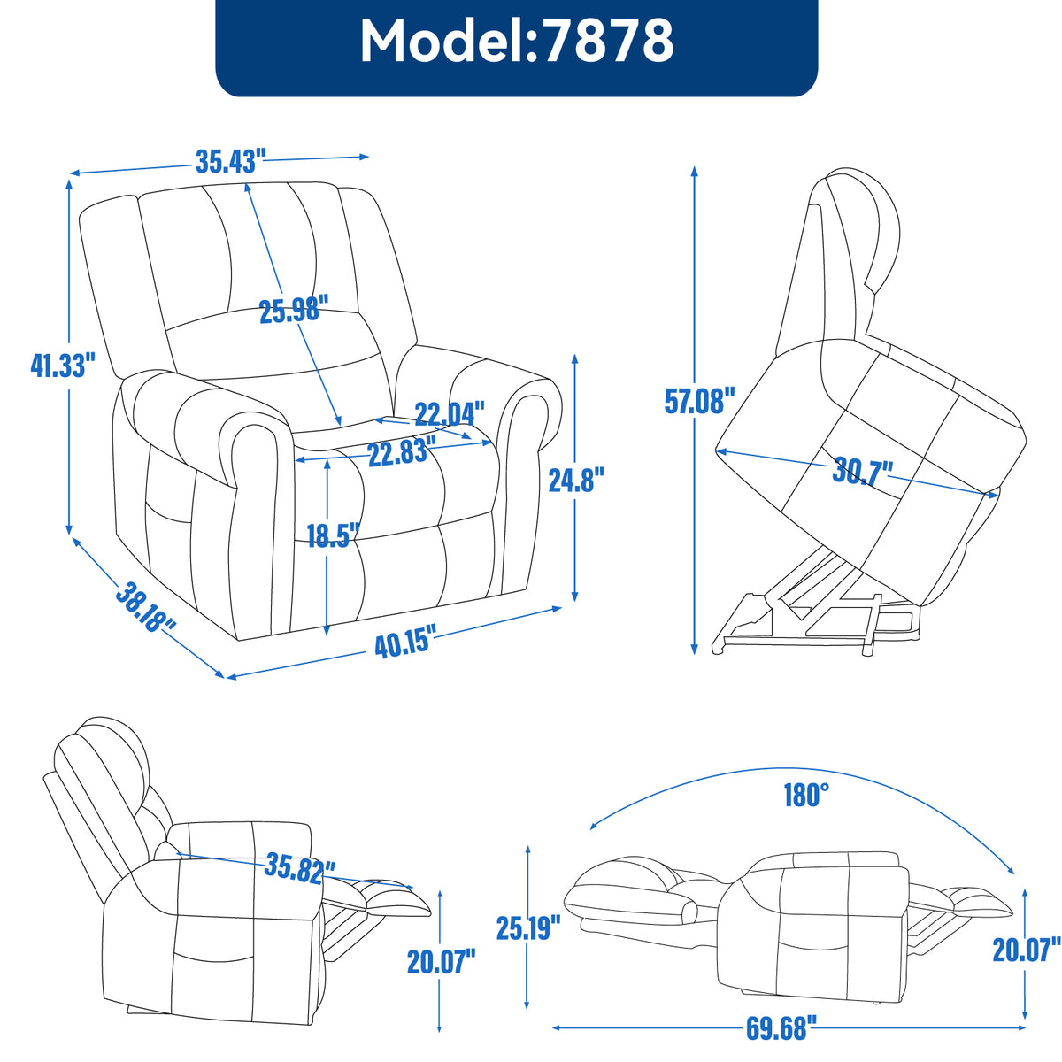 Dual-Motor Power Lift Heat & Massage Recliner detail image 6