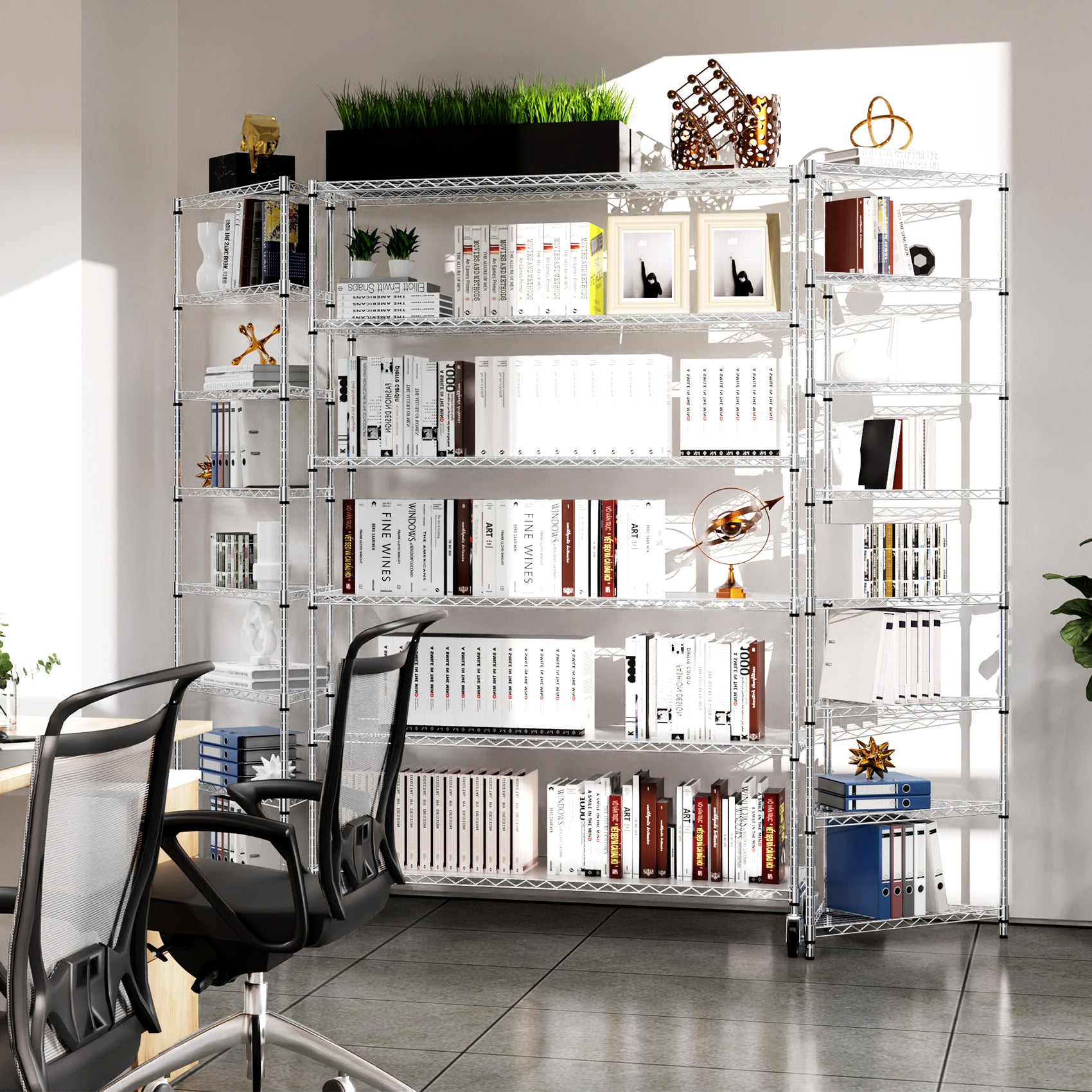 Heavy-Duty NSF Adjustable Wire Shelving Unit with Wheels & Shelf Liners for workshop, garage, storage, or utility use