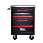 Rolling 5-Drawer Steel Tool Chest with Stainless Steel Top for workshop, garage, storage, or utility use