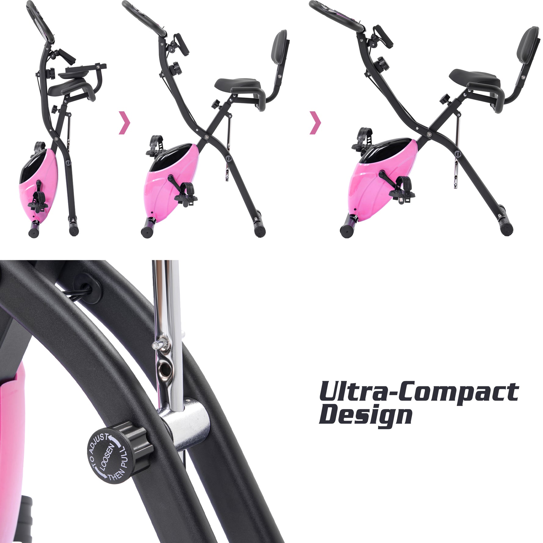 Folding Stationary Bike with 16-Level Magnetic Resistance, 300 lb Capacity detail image 8