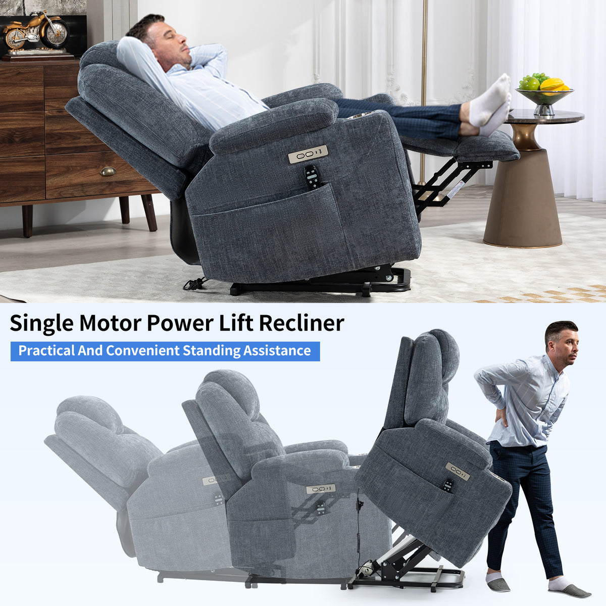 Dual-Motor Leather-Air Power Lift Recliner detail image 63