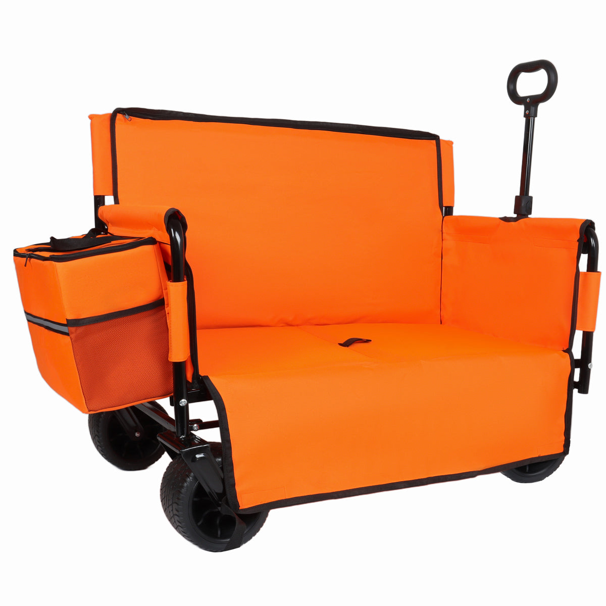 3-in-1 Folding Wagon Cart with Bench Seat & Storage for workshop, garage, storage, or utility use