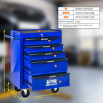 Rolling 5-Drawer Steel Tool Chest with Stainless Steel Top for workshop, garage, storage, or utility use