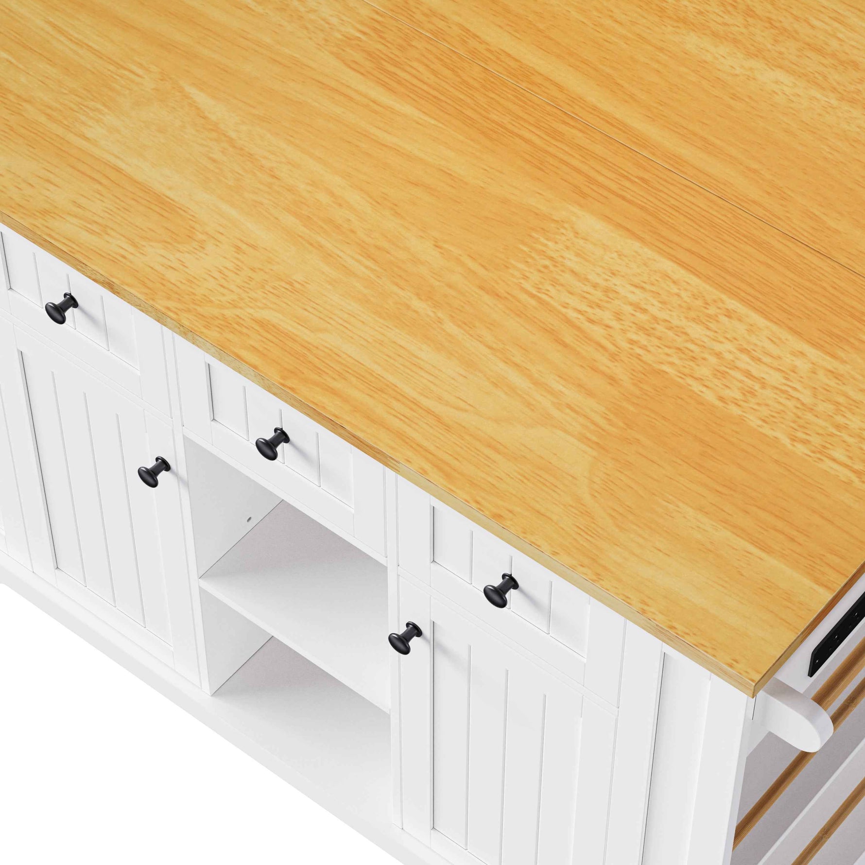 53 in. Farmhouse Kitchen Island with Power Outlet & Stools product view 49