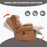 Heat Massage Manual Recliner Chair with Rocker and Swivel for Living Room detail image 87