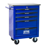 Rolling 5-Drawer Steel Tool Chest with Stainless Steel Top for workshop, garage, storage, or utility use
