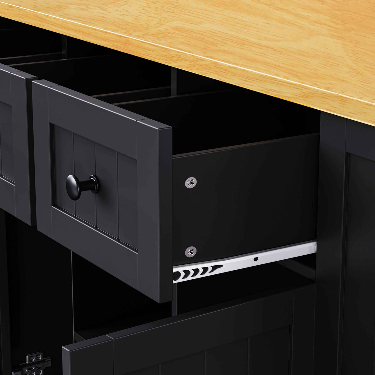 53 in. Farmhouse Kitchen Island with Power Outlet & Stools product view 124