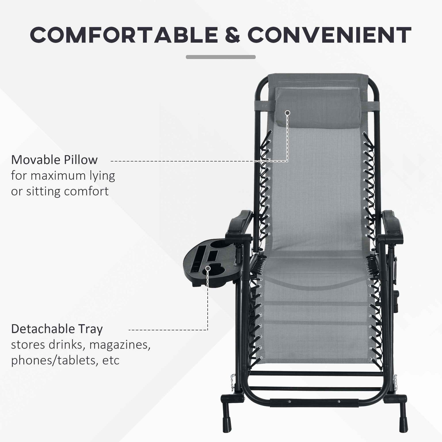 Outsunny Folding Zero Gravity Rocking Chair Set detail image 14
