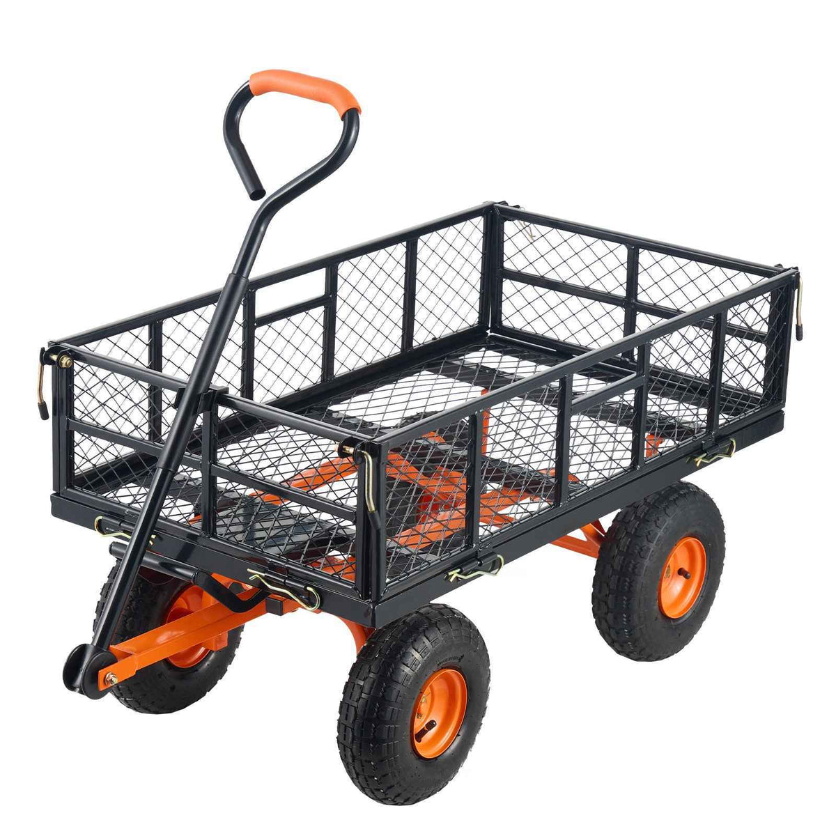 Metal Garden Dump Cart with 2-in-1 Handle for workshop, garage, storage, or utility use