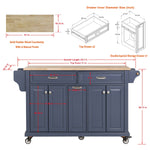 Rubberwood Drop-Leaf Kitchen Cart with 3 Drawers product view 46