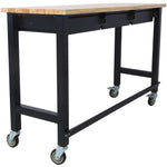 60" Rolling Bamboo Workbench with Drawer Storage for workshop, garage, storage, or utility use