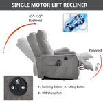 Chenille Single-Motor Power Lift Recliner with Massage & Heat detail image 5