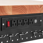 VEVOR Adjustable Height Hardwood Workbench with Power Outlets for workshop, garage, storage, or utility use
