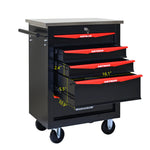 Rolling 5-Drawer Steel Tool Chest with Stainless Steel Top for workshop, garage, storage, or utility use